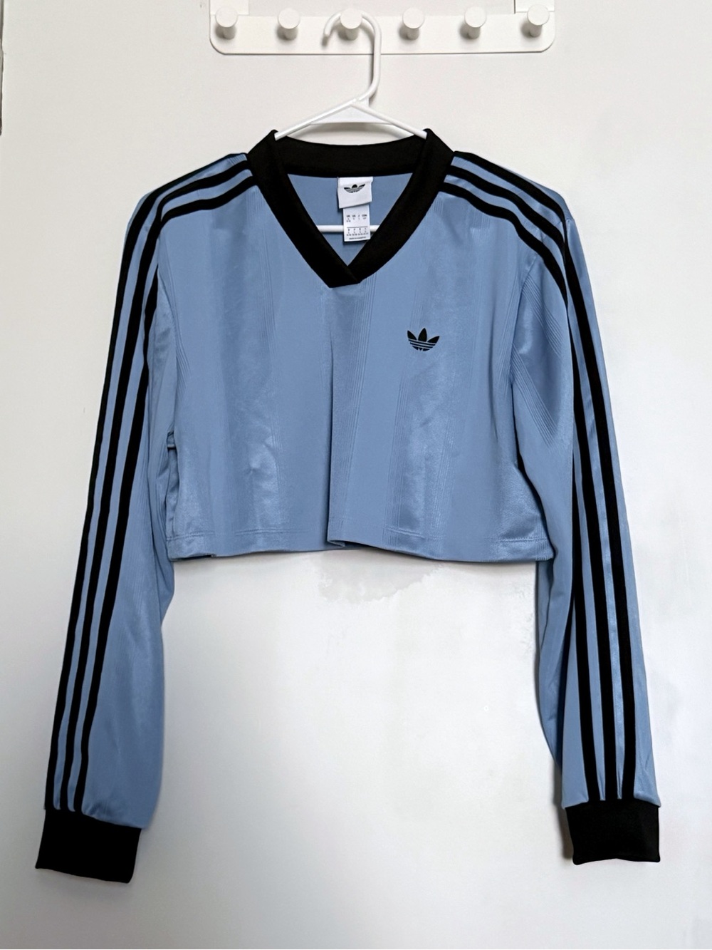 Adidas Adicolor Soccer Jacquard Crop Top Light Blue S NWT